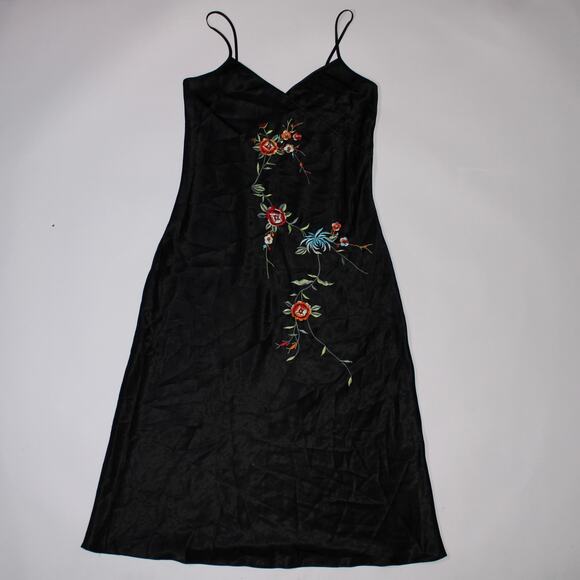 Ivy & Annabelle Intimates Maxi Black Slip Dress With Embroidery Size S - Picture 1 of 4